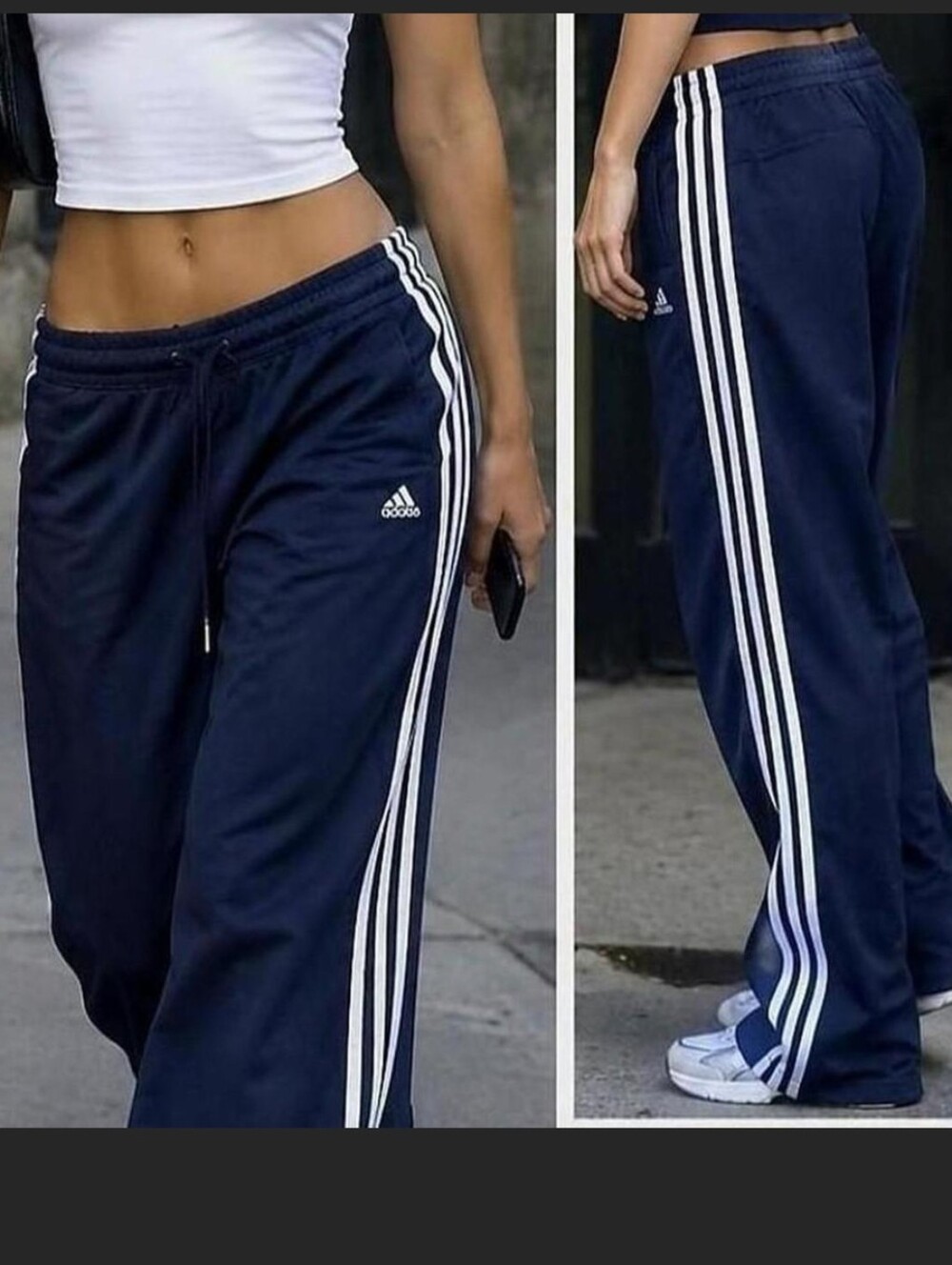 Vintage Y2K Adidas full-length pants 💙🩶Navy & Grey • Womens M • NWT
